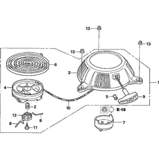 Recoil Starter Assembly for Honda GXV50U (GJAAK) Engine