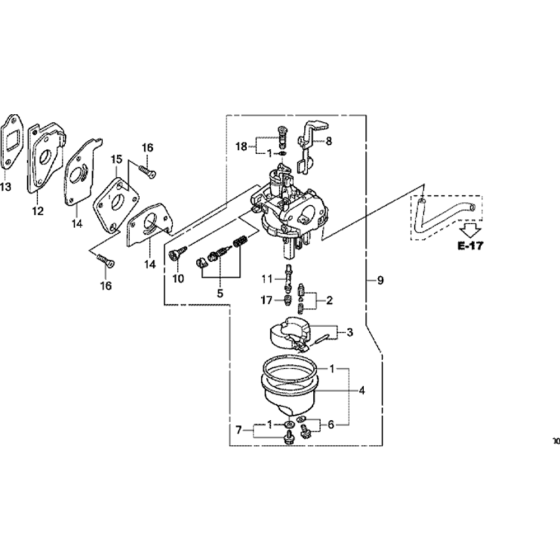 Carburettor Assembly for Honda GXV57 (GJALM) Engine