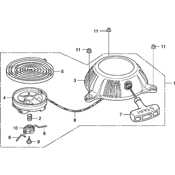 Recoil Starter Assembly for Honda GXV57U (GJAJK) Engine