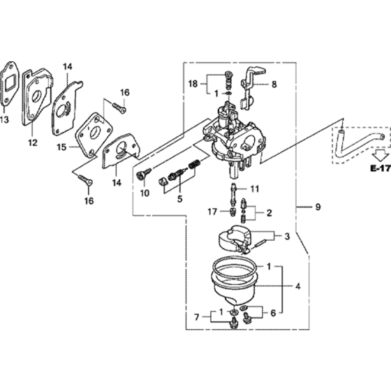 Carburettor Assembly for Honda GXV57U (GJAJK) Engine