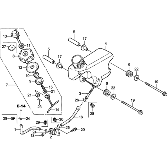 Fuel Tank Assembly for Honda GXV57U (GJAJK) Engine