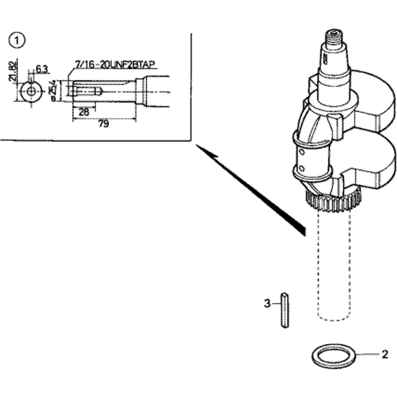 Crankshaft Assembly for Honda GXV610 (GJAC) Engines.