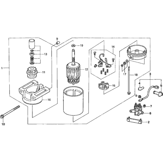 Starter Motor Assembly for Honda GXV610 (GJAC) Engines.