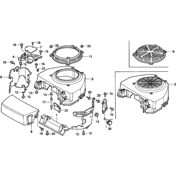 Fan Cover Assembly for Honda GXV620 (GJAD) Engines.