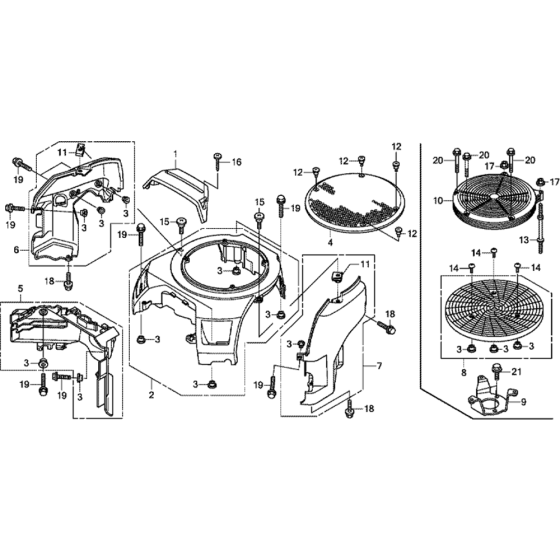 Fan Cover Assembly for Honda GXV630R (GJANK) Engines.