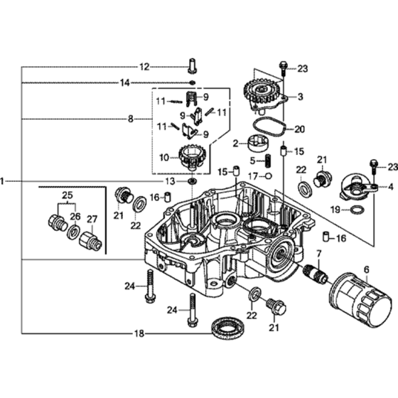 Oil Pan Assembly for Honda GXV630R (GJANK) Engines.