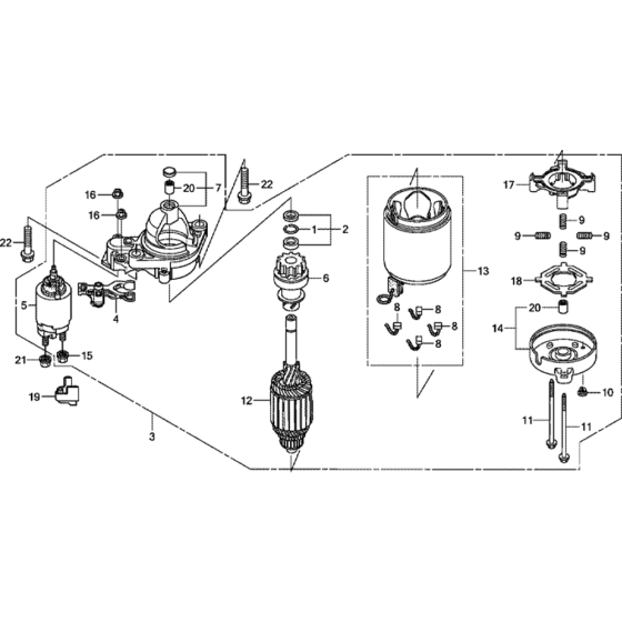 Starter Motor Assembly for Honda GXV630R (GJANK) Engines.