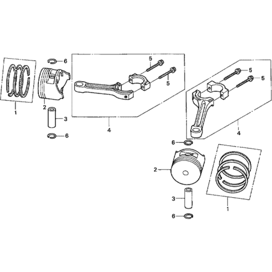 Piston and Connecting Rod Assembly for Honda GXV670 (GJAH) Engines.