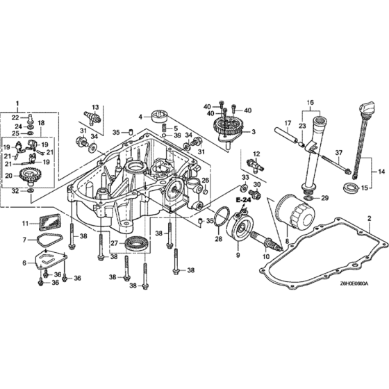 Oil Pan Assembly for Honda GXV670U (GJAHK) Engines.