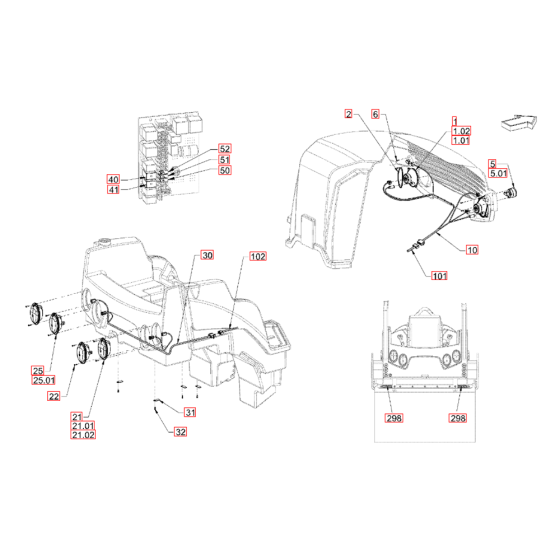 Electrical System (Lighting) for Hamm HD 13-14 (H201) Rollers