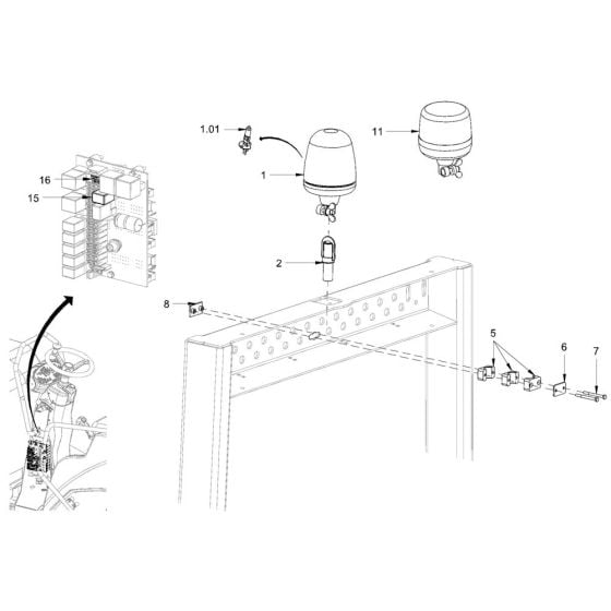 Rotary Beacon for Hamm HD10i - 12i (H251) Rollers