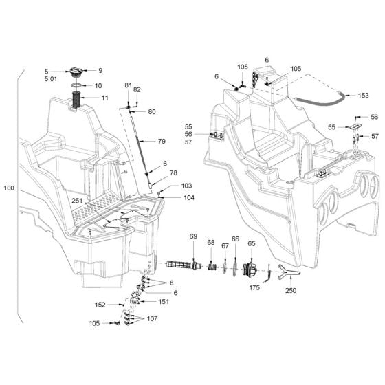 Water System Sprinkling (Version VV/VO) for Hamm HD10i - 12i (H251) Rollers