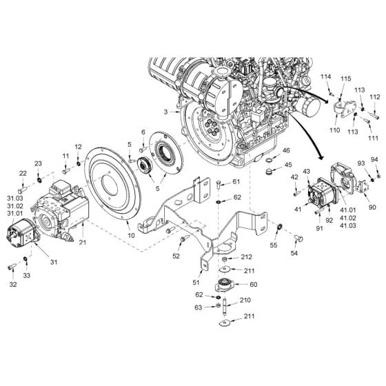 Pump Drive & Engine Assembly for Hamm HD10i - 12i (H251) Rollers