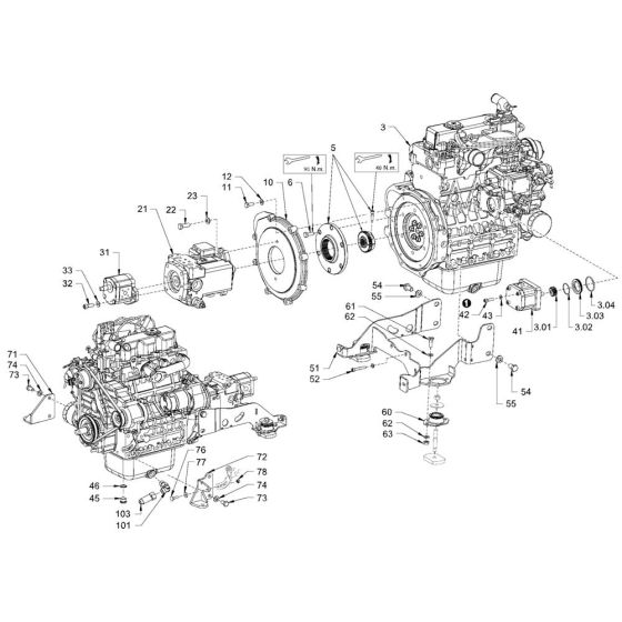 Pump Drive & Engine Assembly for Hamm HD10 - 12 (H262) Rollers