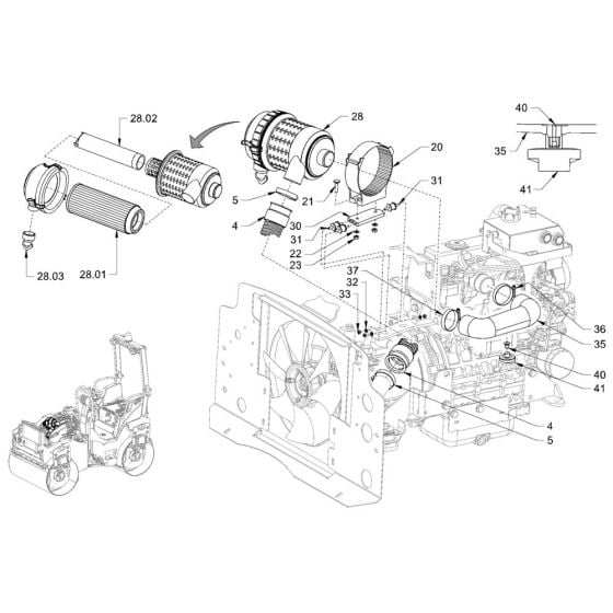 Air Filter System for Hamm HD10 - 12 (H262) Rollers