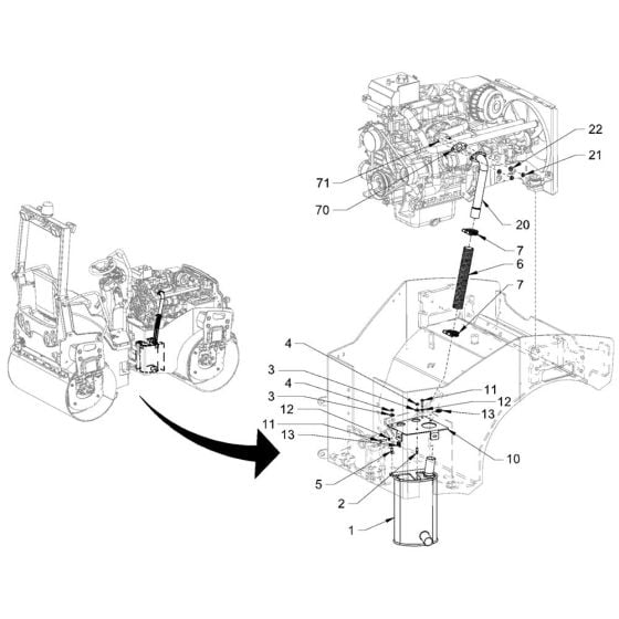 Exhaust System for Hamm HD10 - 12 (H262) Rollers