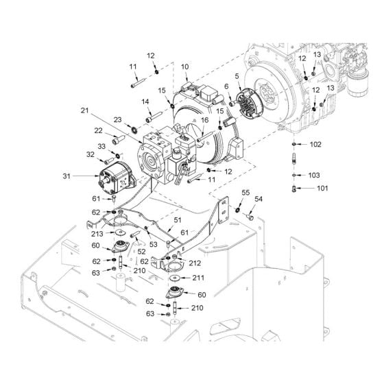 Pump Drive & Engine Assembly for Hamm HD8 - 10C (H263) Rollers