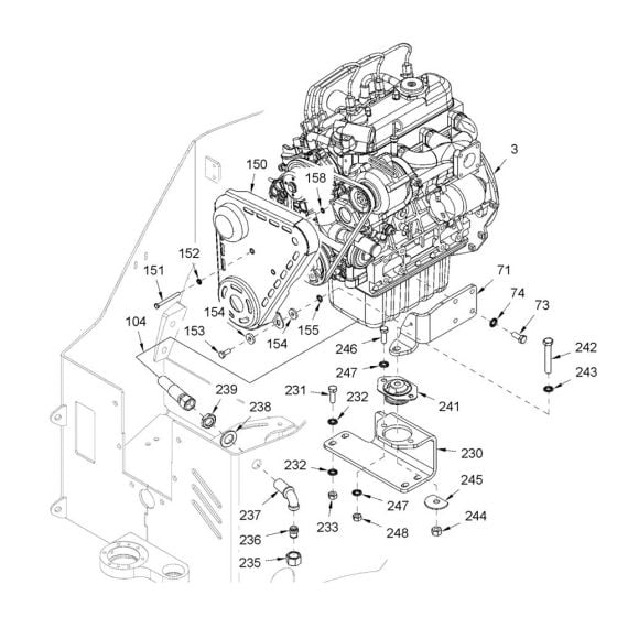 Pump Drive & Engine Assembly (1) for Hamm HD8 - 10C (H263) Rollers