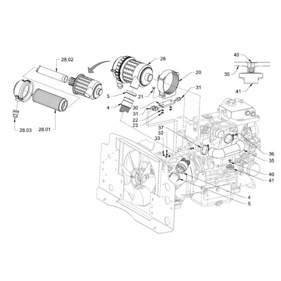 Air Filter System for Hamm HD30 -35 (H286) Rollers