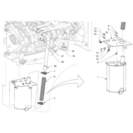 Exhaust System for Hamm HD50 (H295) Compaction Roller