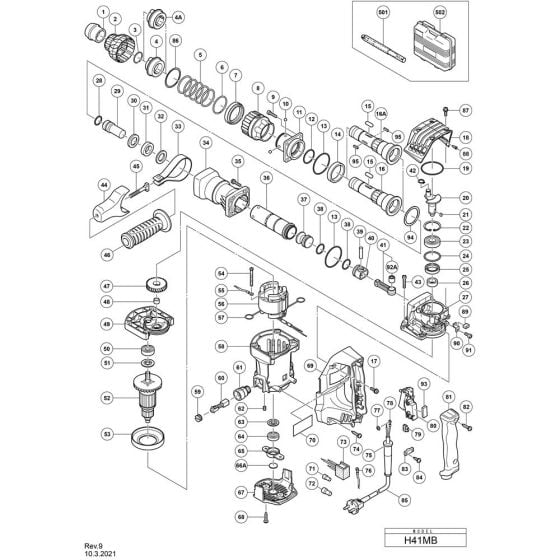 Main Assembly for Hikoki H41MB Hammer Drill