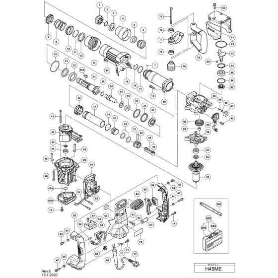 Main Assembly for Hikoki H45ME Demolition Hammer