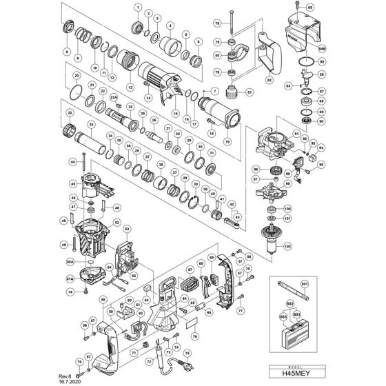 Main Assembly for Hikoki H45MEY Demolition Hammer