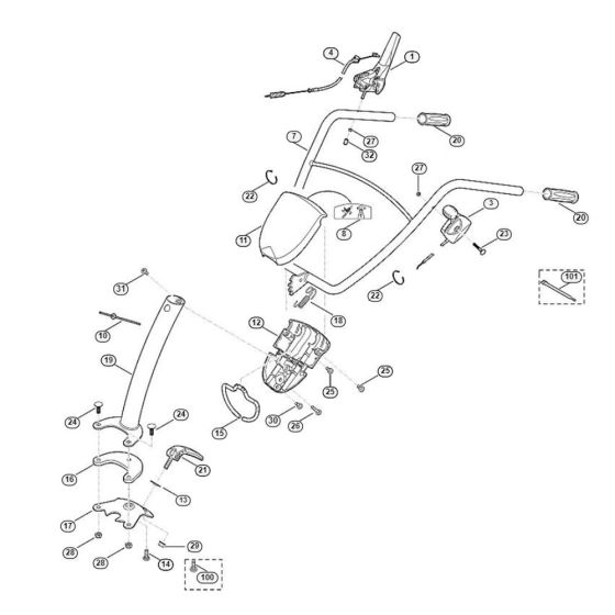 Handle Assembly  for Stihl/ Viking HB 445.0 HB Tillers