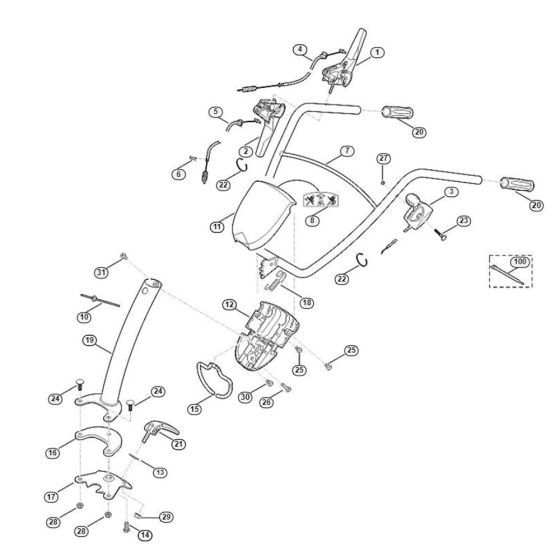 Handle Assembly  for Stihl/ Viking HB 560.0 HB Tillers