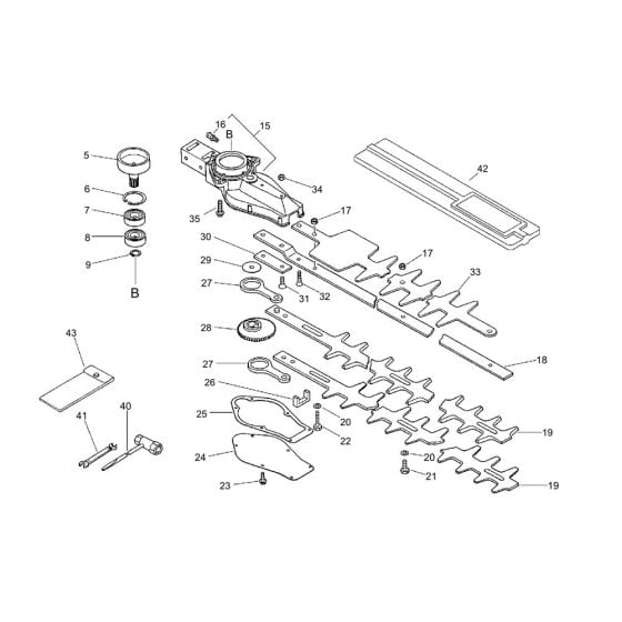 Gear Case, Cutter, Tools (S/N 114001 to 199999, 35501401 and after) for ECHO HC-1500 Hedgetrimmer