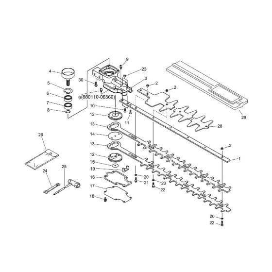 Gear Case, Cutter, Tools (S/N 200000 to 35501400) for ECHO HC-1500 Hedgetrimmer