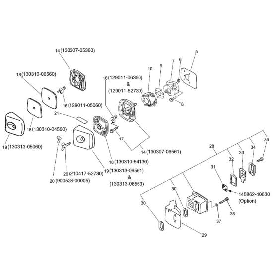 Air Cleaner, Muffler (S/N 36019100 and before) for ECHO HC-1500 Hedgetrimmer