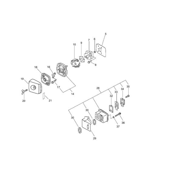 Air Cleaner, Muffler (S/N 36019101 and after) for ECHO HC-1500 Hedgetrimmer