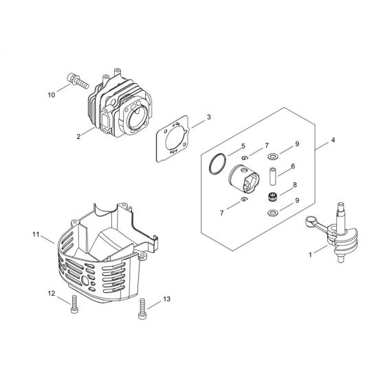 Cylinder, Piston, Crankshaft for ECHO HC-156 Hedgetrimmer