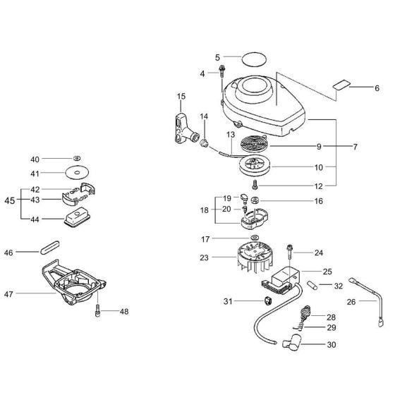 Starter, Magneto, Clutch (S/N 36008410 and before) for ECHO HC-1600 Hedgetrimmer