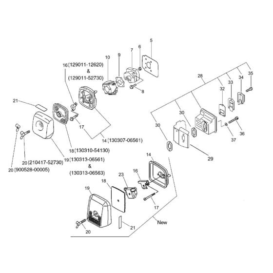 Air Cleaner, Muffler for ECHO HC-2410 Hedgetrimmer