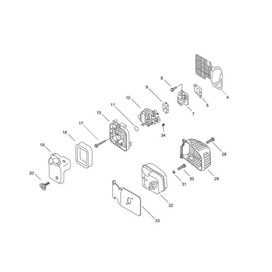 Air Cleaner, Muffler for ECHO HC-30ES Hedgetrimmer