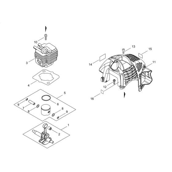 Cylinder, Piston, Crankshaft for ECHO HCA-236ES-LW Hedgetrimmer