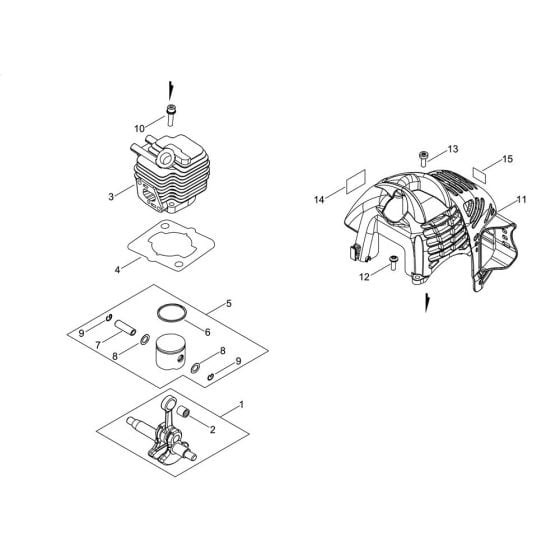 Cylinder, Piston, Crankshaft for ECHO HCA-265ES-LW Hedgetrimmer