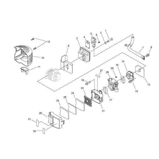 Air Cleaner, Carburettor for ECHO HCR-161ES Hedgetrimmer