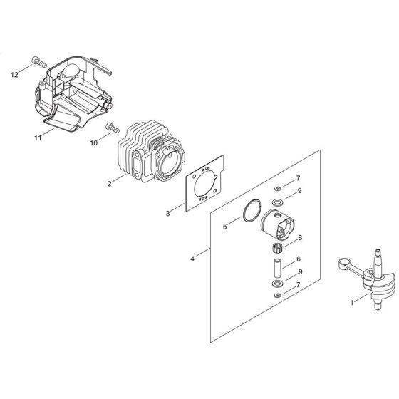 Cylinder, Piston, Crankshaft for ECHO HCR-165ES Hedgetrimmer