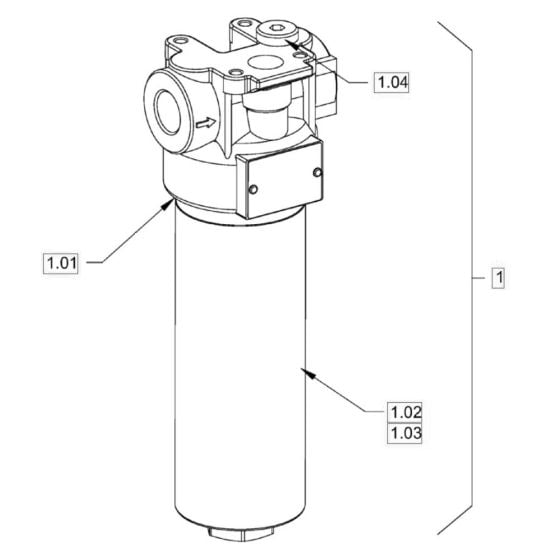 Filter (Hydraulic Oil) for Hamm HD10 - 12 (H171) Compaction Roller