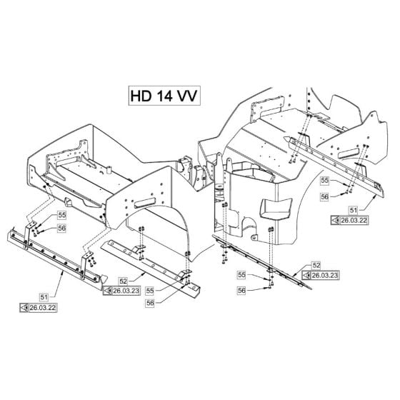 Scraper Smooth Roller (Version HD 14) for Hamm HD13 - 14 (H172) Compaction Roller