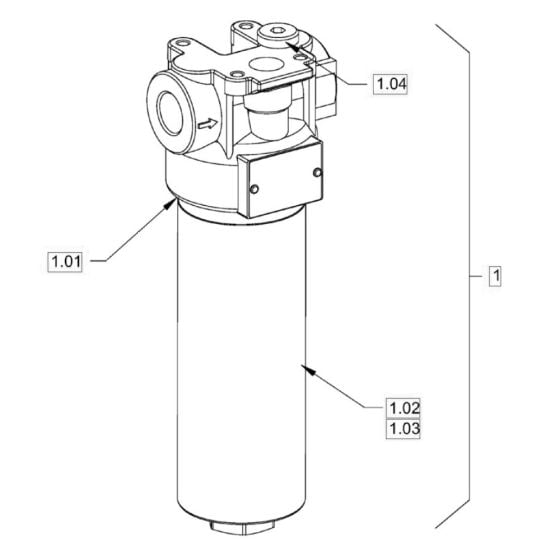 Filter (Hydraulic Oil) for Hamm HD13 - 14 (H172) Compaction Roller