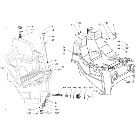 Sprinkler System (Version VV, VO) Assembly for Hamm HD13i - 14i (H231) Roller