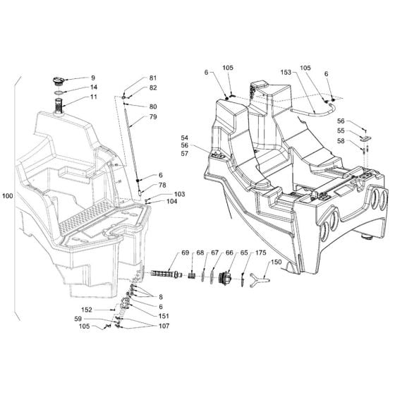 Sprinkler System (Version VT) Assembly for Hamm HD13i - 14i (H231) Roller