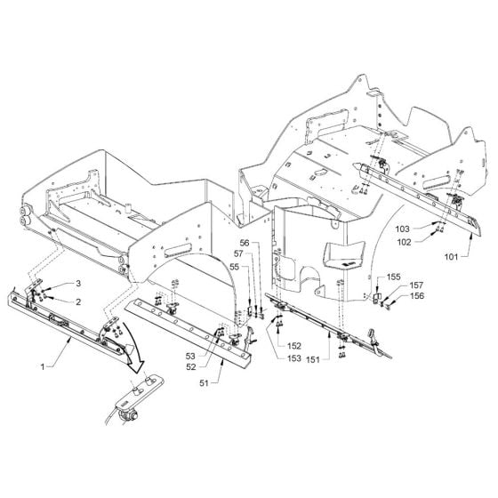 Scraper (HD13i) Assembly for Hamm HD13i - 14i (H231) Roller