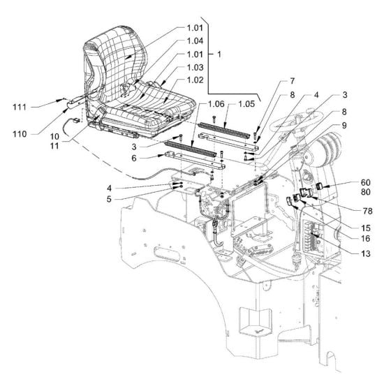 Operators Seat Assembly for Hamm HD13i - 14i (H231) Roller