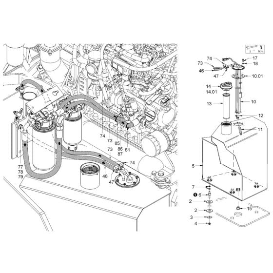 Fuel Tank Assembly for Hamm HD13i - 14i (H231) Roller