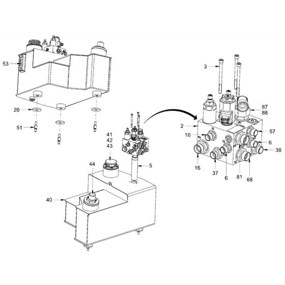 Hydraulic Oil Tank Assembly for Hamm HD18 - 20 (H292) Roller